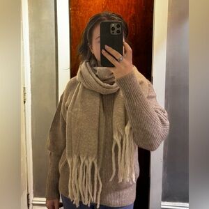 Wool-Blend Big Fringe Scarf